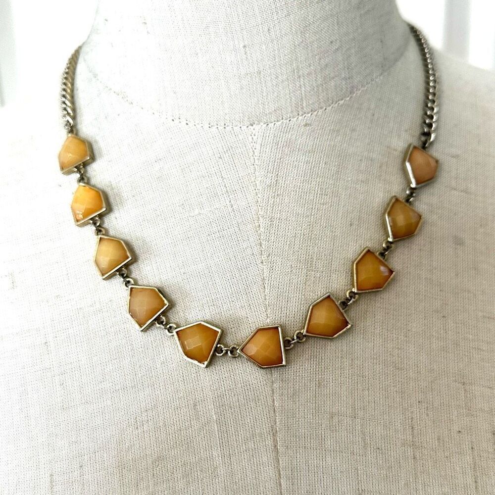 Orange gold tone statement necklace